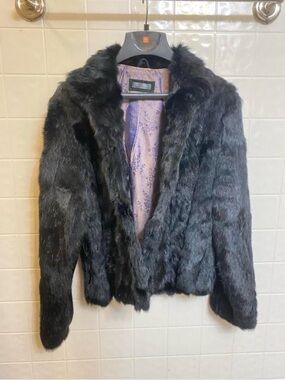 Wilson's Leather black rabbit fur jacket